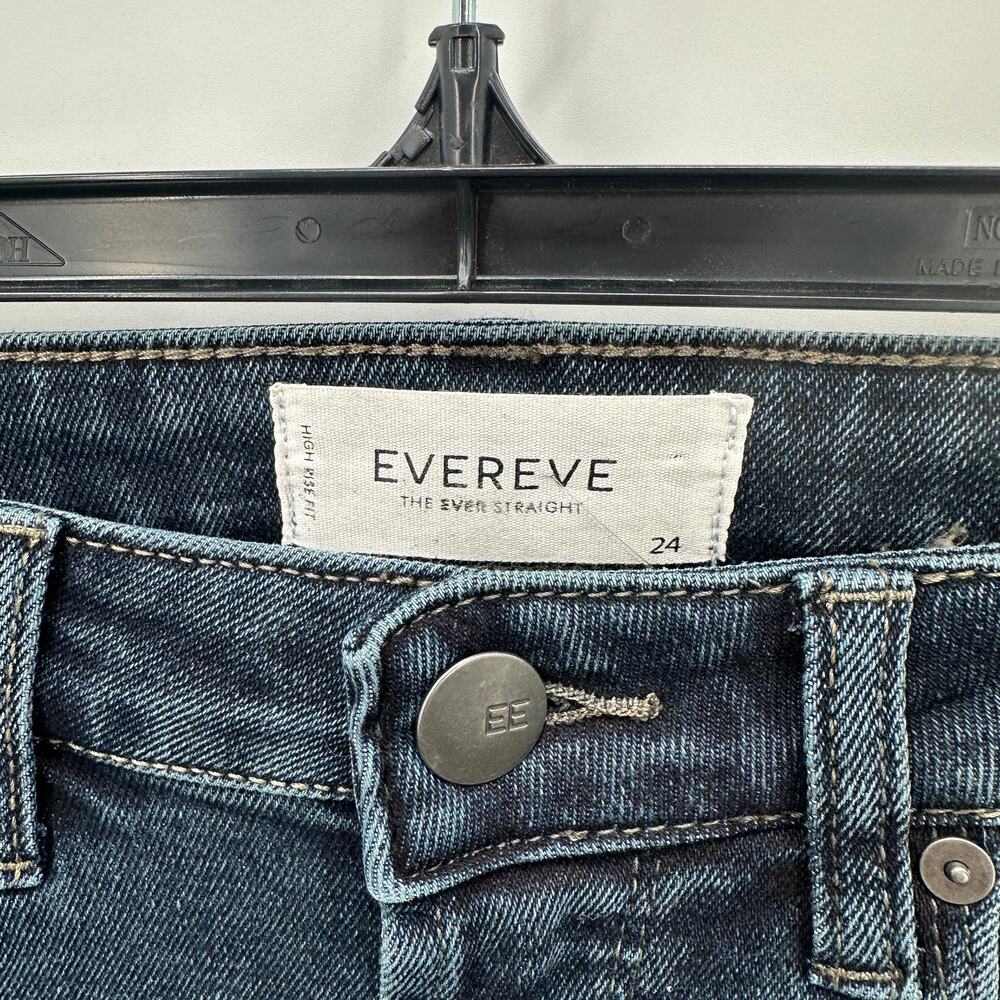 EVEREVE NWT High Rise EVER Straight Dark Wash Denim Jean // 00 - Picture 8 of 13